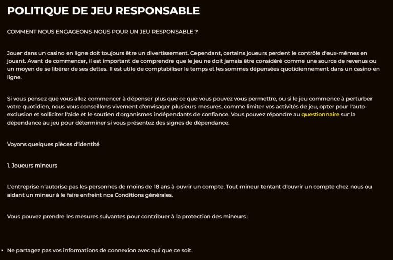 Rolldorado Casino jeu responsable